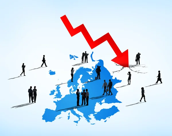 Koncepcja Biznesowa ludzi Europejskiego kryzysu zadłużenia — Zdjęcie stockowe