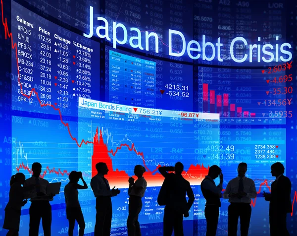 Mensen uit het bedrijfsleven en Japan schuldencrisis — Stockfoto