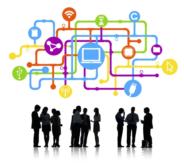 Business People and Computer network Connection — Stock Photo, Image