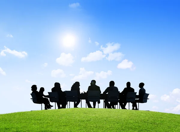 Business people having an outdoor meeting — Stock Photo, Image