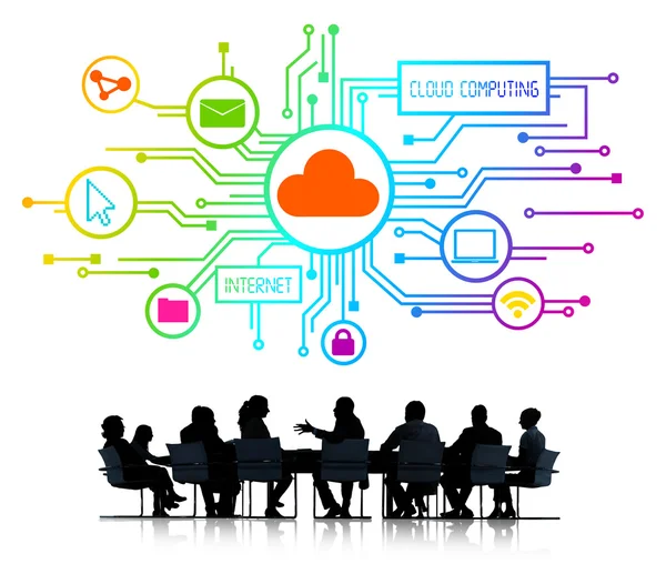 Pessoas de negócios e conceitos de computação em nuvem — Fotografia de Stock