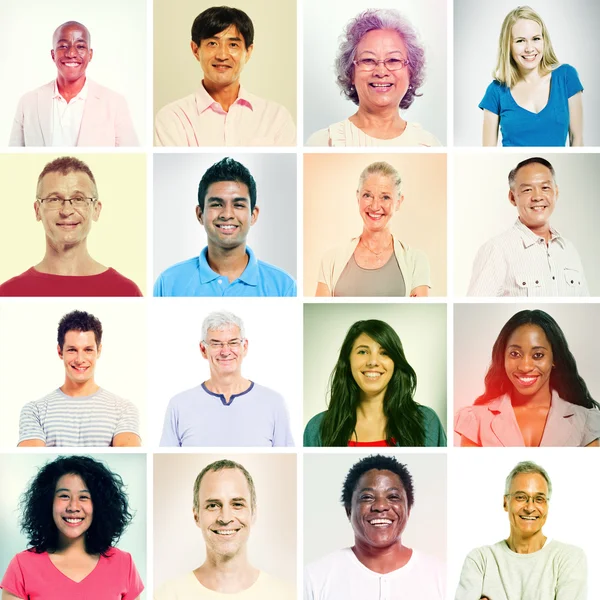 Multi-ethnics group in sepia style — Stock Photo, Image