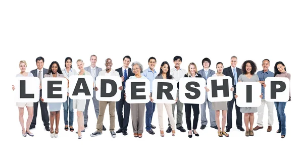 People Holding Placards Forming Leadership — Stock Photo, Image