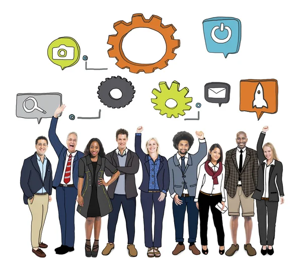 Diverse Business People and Symbols — Stock Photo, Image