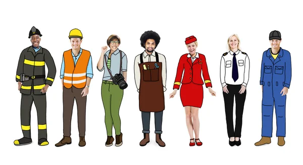 Multiethnische Menschen mit unterschiedlichen Arbeitsplätzen — Stockfoto