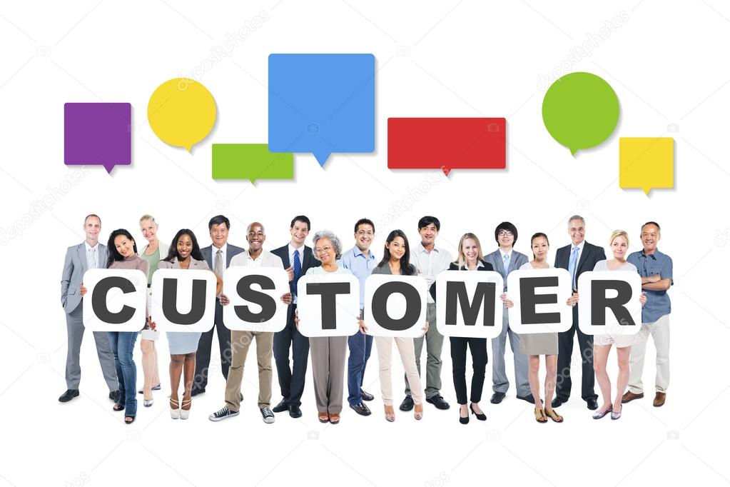 People Holding Cardboards Forming Customer