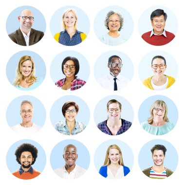 Smiling people of different ages and nationalities clipart