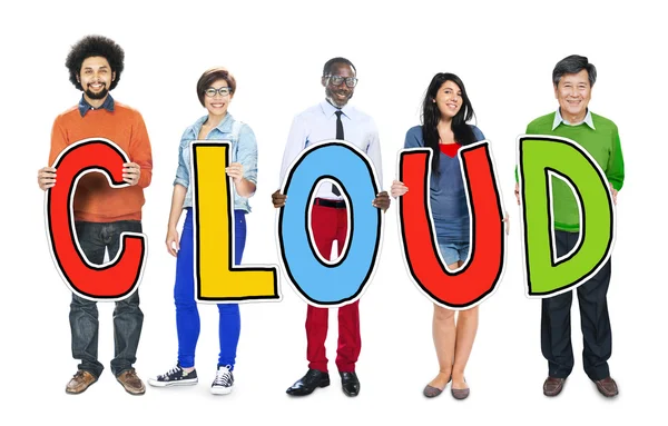 People Holding Cloud word — Stock Photo, Image