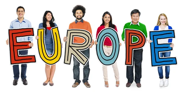 People Holding word Europa — Foto de Stock