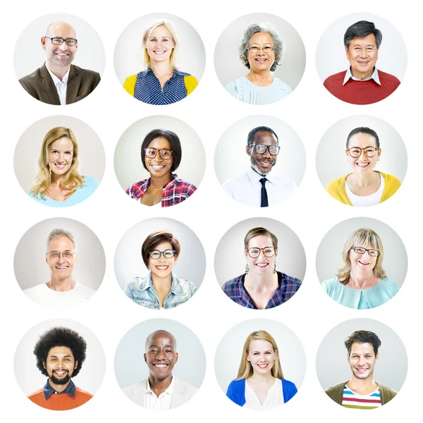 Smiling people of different ages and nationalities — Stock Photo, Image