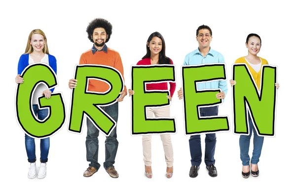 People Holding word Green — Stock Photo, Image