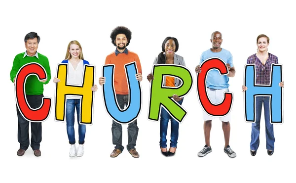 People Holding Text Church — Stock Photo, Image