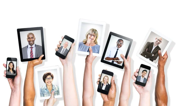 Hands Holding Digital Devices — Stock Photo, Image
