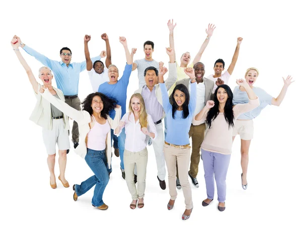 People Celebrating with arms raised — Stock Photo, Image