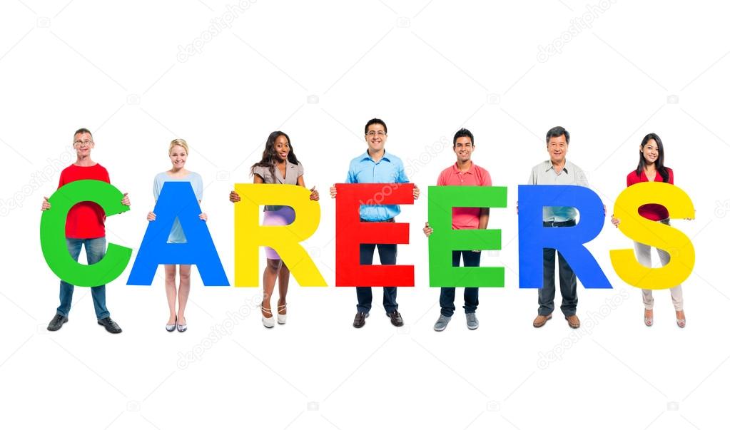 People holding the word 'CAREER'