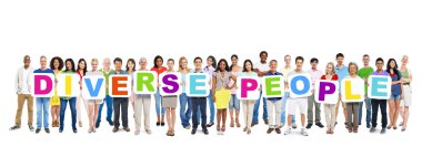 People holding words 'DIVERSE PEOPLE'