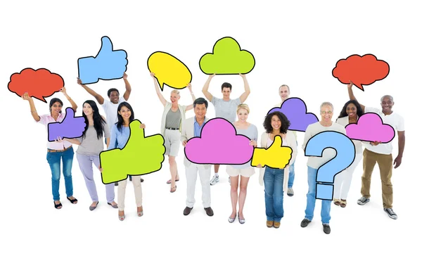 People and Colorful Speech Bubbles — Stock Photo, Image