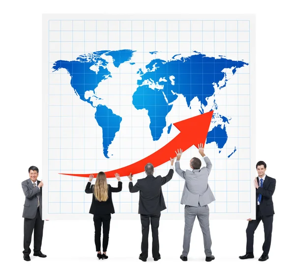 Business people with Growth arrow — Stock Photo, Image