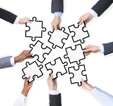People Holding Pieces Of Puzzle clipart