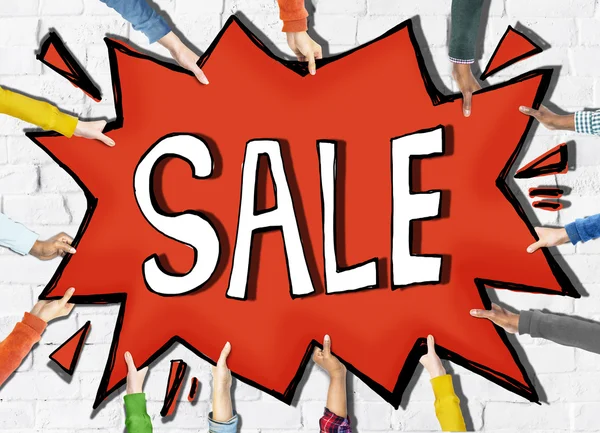 People's Hands Holding Sale — Stock Photo, Image