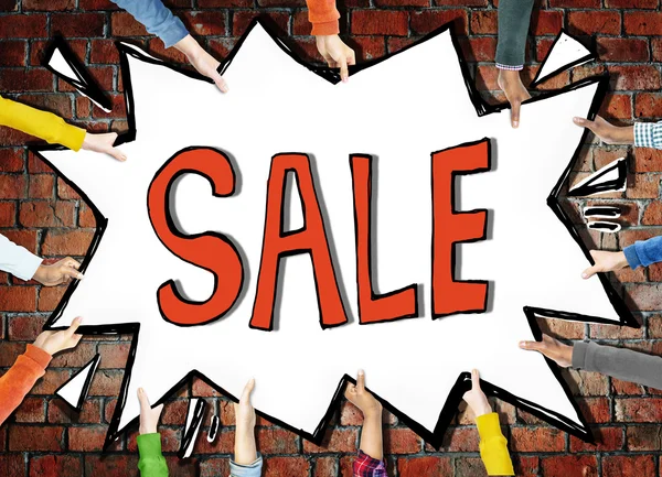 People's Hands Holding Sale — Stock Photo, Image