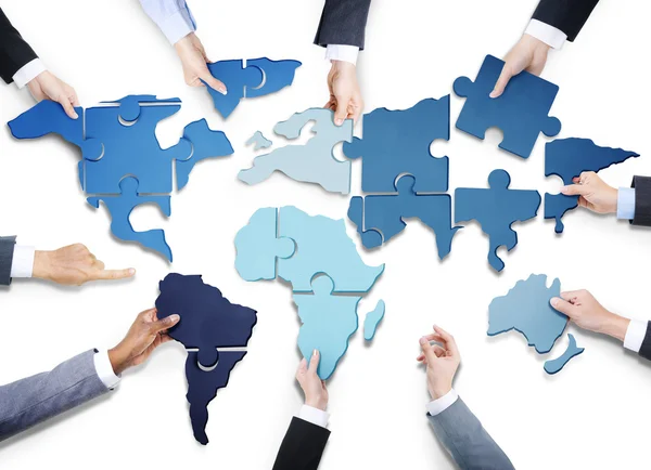 Business People Forming  Map — Stock Photo, Image