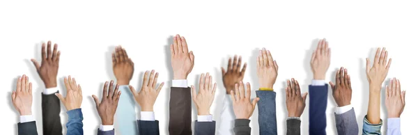 Üzleti emberek kezet emelt — Stock Fotó