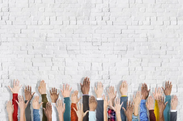 Diverse Hands Raised — Stock Photo, Image