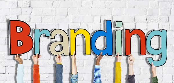 Handen met Word Branding — Stockfoto