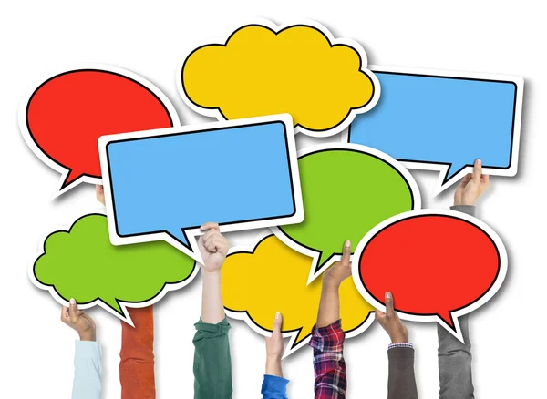 Hands Holding Speech Bubbles — Stock Photo, Image