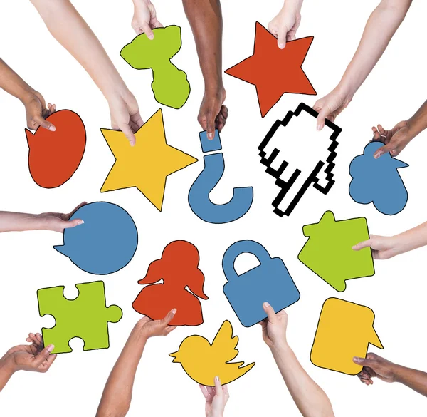 People Holding Social Networking Symbols — Stock Photo, Image