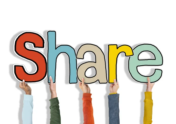 Mani Tenendo parola Share — Foto Stock