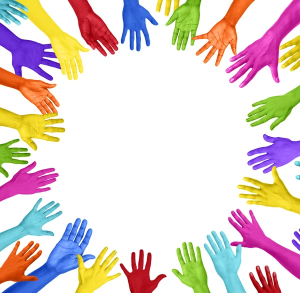 Hands of different colors. cultural and ethnic diversity — Stock Photo