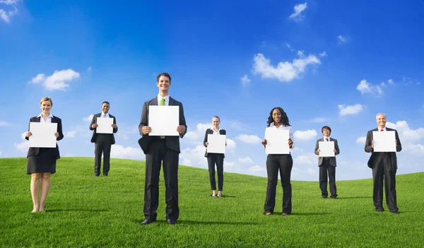 Business People Holding Empty Placards — Stock Photo, Image