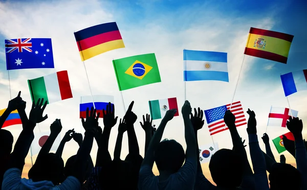 People Waving National Flags — Stock Photo, Image