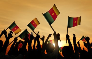 People Holding Flags of Cameroon clipart