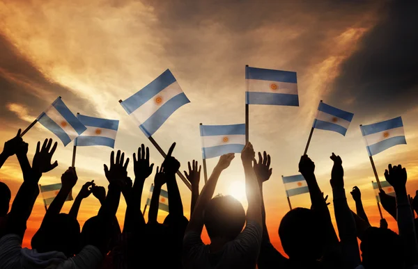 People Holding Flags of Argentina — Stock Photo, Image