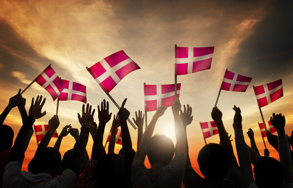 People Holding the Flags of Denmark