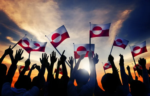 People Holding Flags of Greenland — Stock Photo, Image