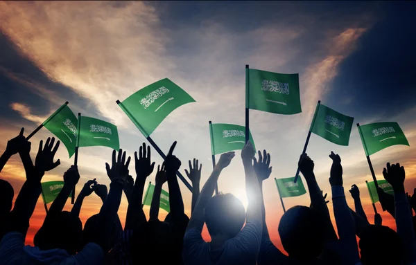 People Holding Flags of Saudi Arabia — Stock Photo, Image