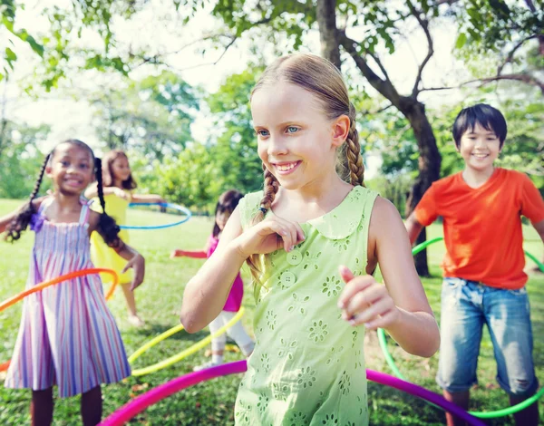 Group of Children Playing Hulahoop — Stock Photo, Image
