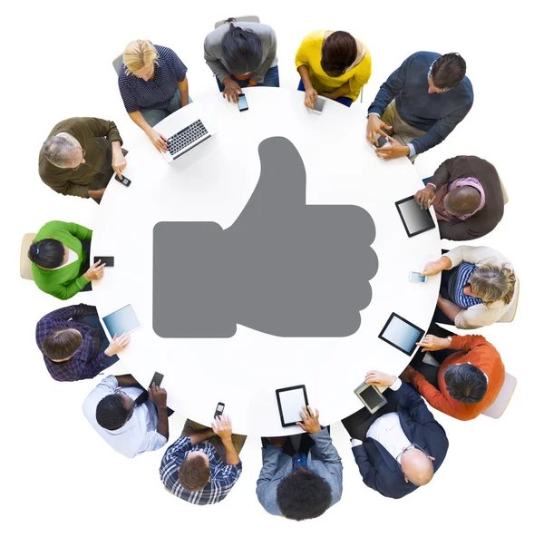 People with Thumbs Up Symbol — Stock Photo, Image