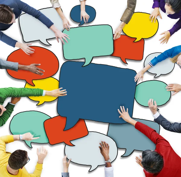 Group of People with Speech Bubbles — Stock Photo, Image