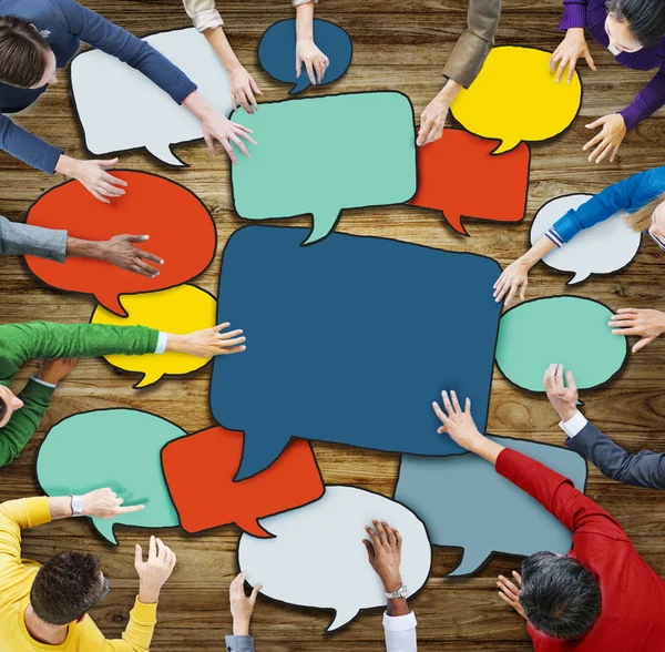 Group of People with Speech Bubbles — Stock Photo, Image