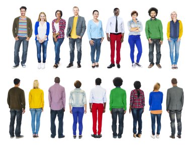 İnsanlar önden ve arkadan görünüm