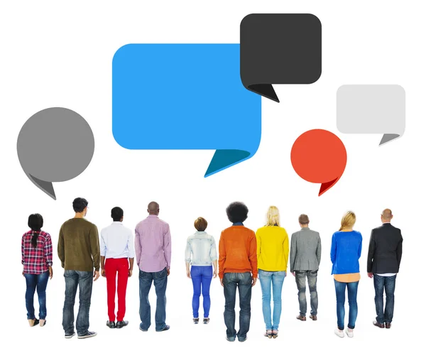 Multiethnic People with Speech Bubbles — Stock Photo, Image