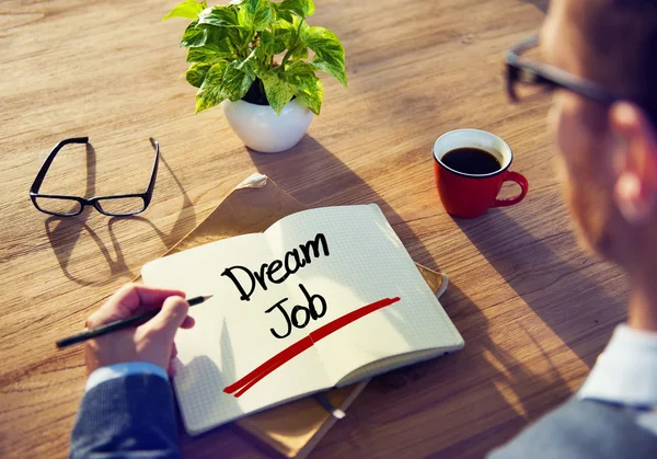 Üzletember írás a Dream Job — Stock Fotó