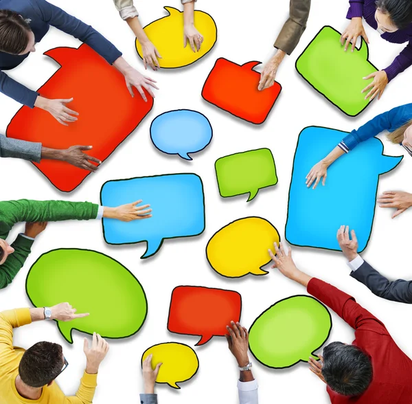 Diverse People Holding Speech Bubbles — Stock Photo, Image