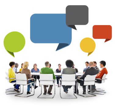 İnsanlar konuşma balonları ile Toplantı