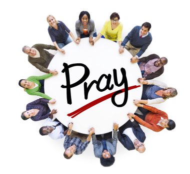 Grup insanlar etrafında kelime Pray